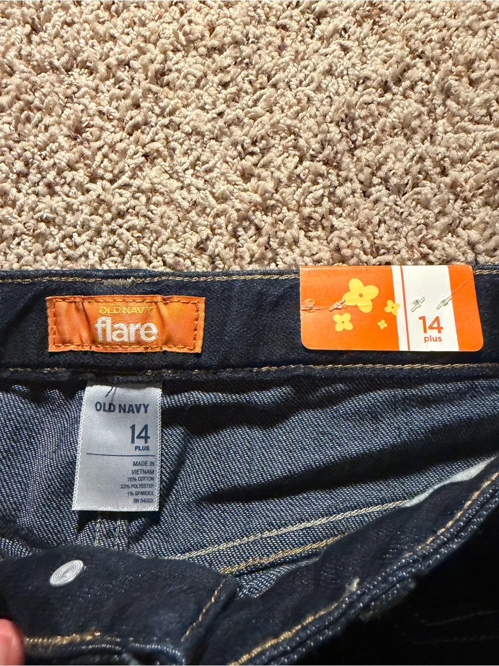 Old Navy girls 14 plus Flare Jeans Dark Wash Blue Denim Stretch brand new